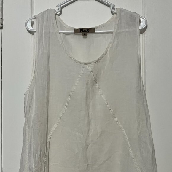 Flax tunic blouse size medium white linen cotton gauzy minimalist lagenlook - Picture 4 of 8